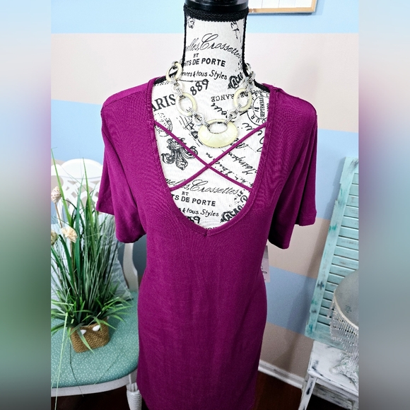 NWT Just Be Plus Size Strappy Tunic in Magenta - Picture 3 of 8